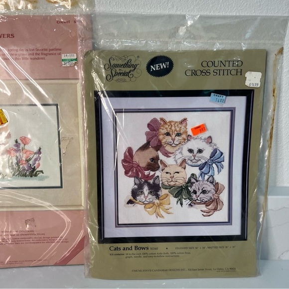 Vintage Dimensions & Candamar Cat Cross Stitch Kits - Finished Size 14x14/12x8 - Picture 3 of 9